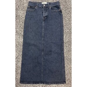 Y2K GAP Jeans Maxi Skirt Womens Size 4 Dark Blue Denim Back Slit Fall 2001